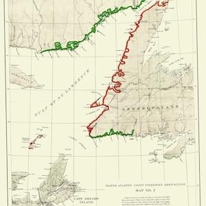 Visserijkaart Noord-Atlantische Oceaan