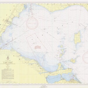 Lake Erie - West End - Detroit River Map 1952 - Seekarte Druck