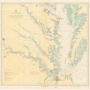 Chesapeake Bay Mappa - Parte meridionale 1923 - Stampa carta nautica