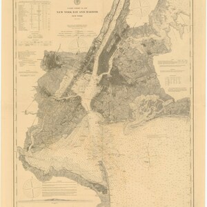 New York Hafen Karte - New York Bay 1894 - Seekarte Druck