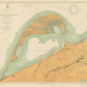 Carte du port d’Érié et de Presque Isle 1912 - Impression de cartes marines