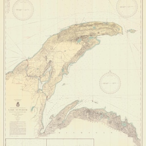 Lake Superior Karte - Big Bay Point to Redridge 1943 - Seekarte Druck