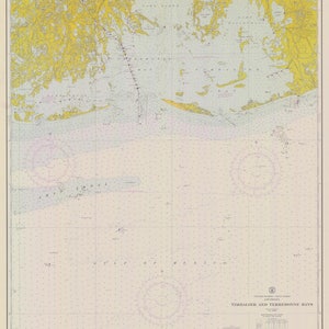 Mappa di Timbalier e Terrebonne Bays - Carta Storica della Louisiana 1966 - Stampa Carta Nautica