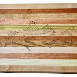 Striped Bass Engraved Wooden Serving Board & Bar Board