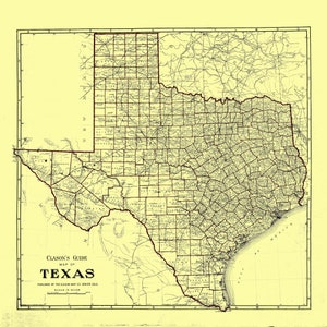 Texas State Karte - Seekarte Print