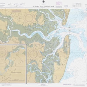 Mapa de St. Andrew Sound y el río Satilla 1985 - Impresión de cartas náuticas