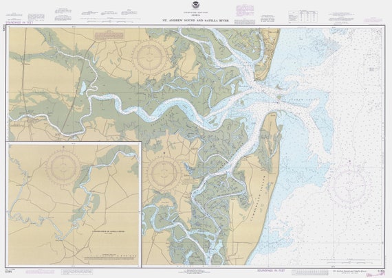 St Andrew Sound And Satilla River Map 1985 Nautical Chart Etsy Il F3s2 