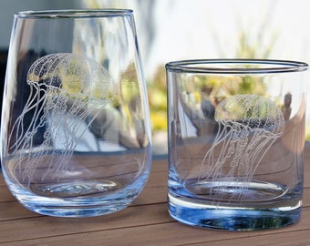 Jellyfish Laser Engraved Glasses