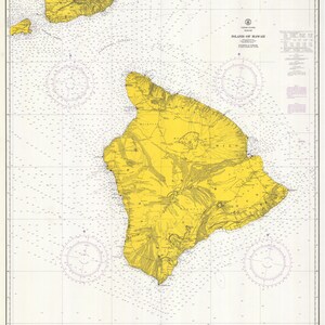 Hawaii Historic Chart - 1970 - Nautical Chart Print
