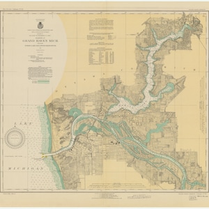 Lake Michigan - Grand Haven Map 1931 - Nautical Chart Print