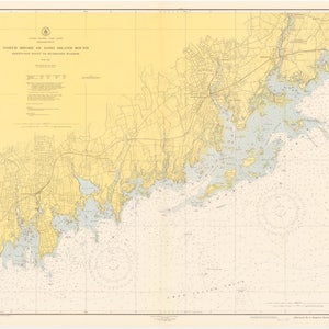 Long Island Sound - Costa Norte - Connecticut Mapa - 1950 - Impresión de cartas náuticas