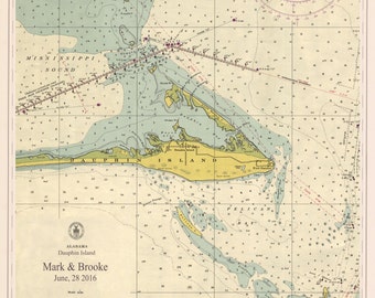 Dauphin Island - Alabama Historical Chart 1951 - Nautical Chart Print