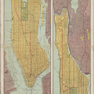 Borough of Manhattan Map 1897 - Nautical Chart Print