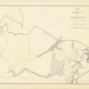 Luogo di nascita di George Washington - Mappa 1897 - Stampa di carta nautica