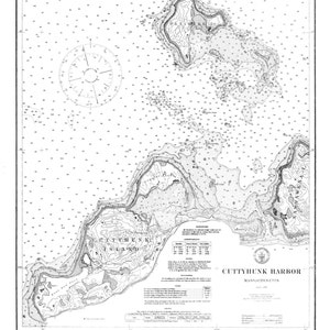 Cuttyhunk Mapa - B&W - Carta Náutica Imprimir