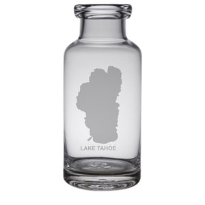 Lake Tahoe Map Engraved Glass Carafe