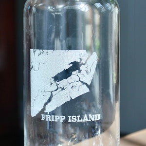 Fripp Island Map Engraved Glass Carafe