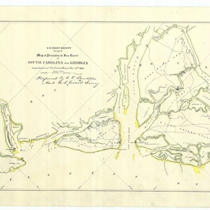 Carte de la côte de la Caroline du Sud et de la Géorgie - 1861 - Carte nautique Imprimer