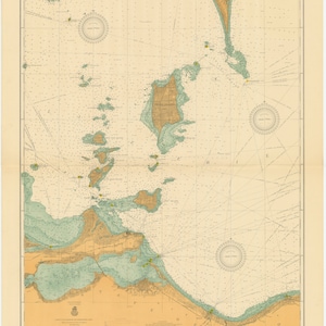 Mapa del lago Erie - Bermellón a Port Clinton 1912 - Impresión de cartas náuticas
