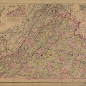 Virginia Map 1886 - Nautical Chart Print