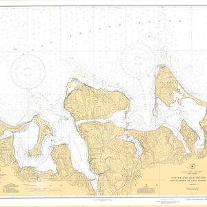 Mappa di Oyster Bay e Huntington Bay - Long Island - 1943 - Stampa di carta nautica