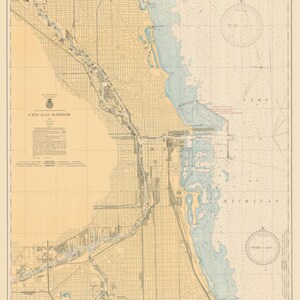 Mapa histórico del puerto de Chicago 1944 - Impresión de cartas náuticas