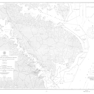 Magothy River to Annapolis Roads Map - Natural Oyster Bars 1906 - Nautical Chart Print
