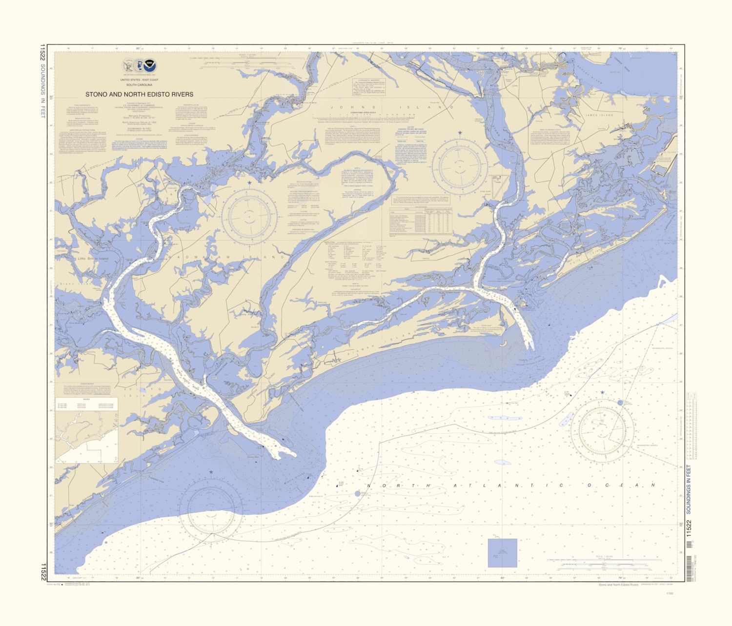 Stono River & North Edisto River South Carolina Nautical Map 2010
