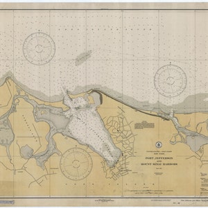 Mapa de Port Jefferson (Long Island, NY) - 1933 - Impresión de cartas náuticas
