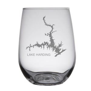 Vasos grabados con el mapa del lago Harding (GA)
