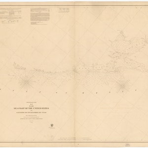 Galveston Bay a Matagorda Bay Mappa storica 1857 - Stampa carta nautica