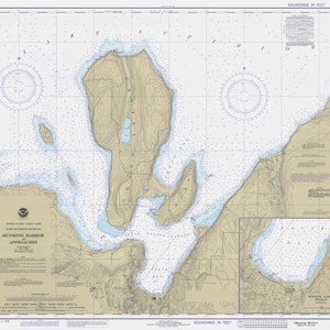 Grand Island Map - Michigan - Lake Superior 1982 - Nautical Chart Print