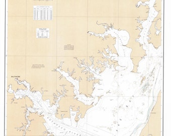 Chesapeake Bay Bathymetric Map PLATE 1 - Nautical Chart Print