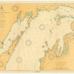 Lake Michigan Karte - North End Historische Karte 1917 - Seekarte Druck