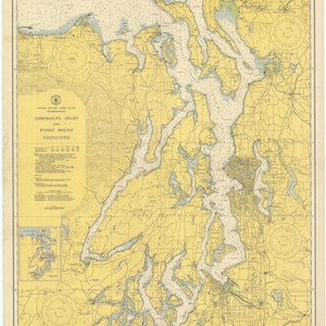 Puget Sound & Admiralty Inlet Map - 1948 - Nautical Chart - Paper | Canvas | Metal