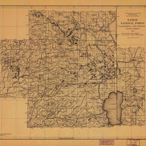 Tahoe National Forest Karte - 1919 - Print