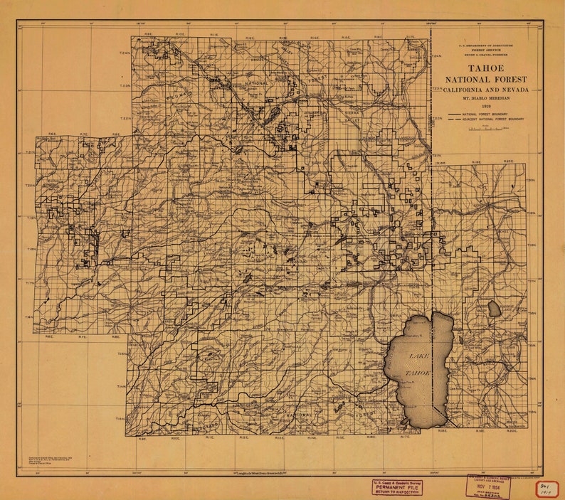 Tahoe National Forest Map 1919 Print | Etsy Tahoe National Forest Map 1919 Print | Etsy