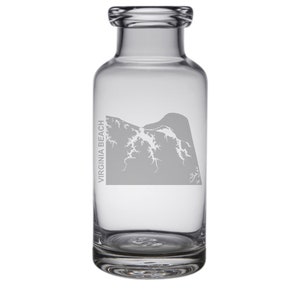 Virginia Beach Map Engraved Glass Carafe