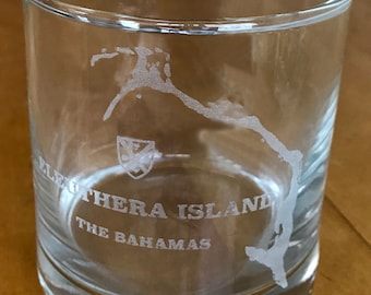 Eleuthera Island Map Engraved Glasses