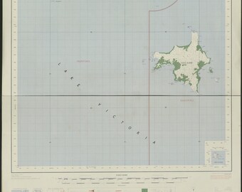 Mapa do Lago Vitória, Uganda - Ilha Lolui e Ilha Sagitu - 1963