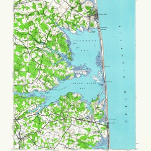 Topografische kaart Rehoboth Delaware 1938 - nautische kaart afdrukken
