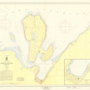 Grand Island Map - Michigan - Lake Superior 1958 - Nautical Chart Print