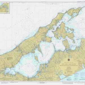 Shelter Island Sound Map & Peconic Bay Map - Long Island 1979 - Seekarte Druck