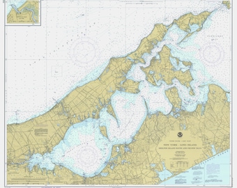 Shelter Island Sound Map & Peconic Bay Map - Long Island 1979 - Nautical Chart Print