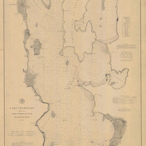 Lake Champlain Map 1879 - Nautical Chart Print