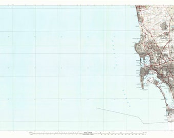 San Diego Topographische Karte - 1979 - Seekarte Druck