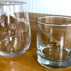 Verres gravés carte des îles Turks et Caicos