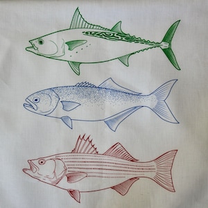 Fish Print Cotton Tea Towel - Dish Towel
