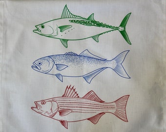 Fish Print Cotton Tea Towel - Dish Towel
