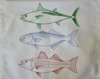 Fish Print Cotton Tea Towel - Dish Towel